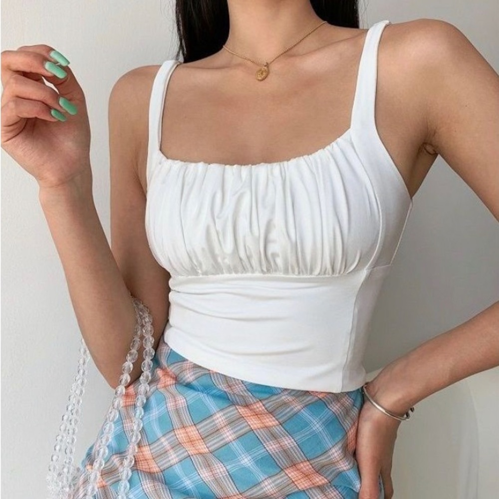 White Ruched Women's Top